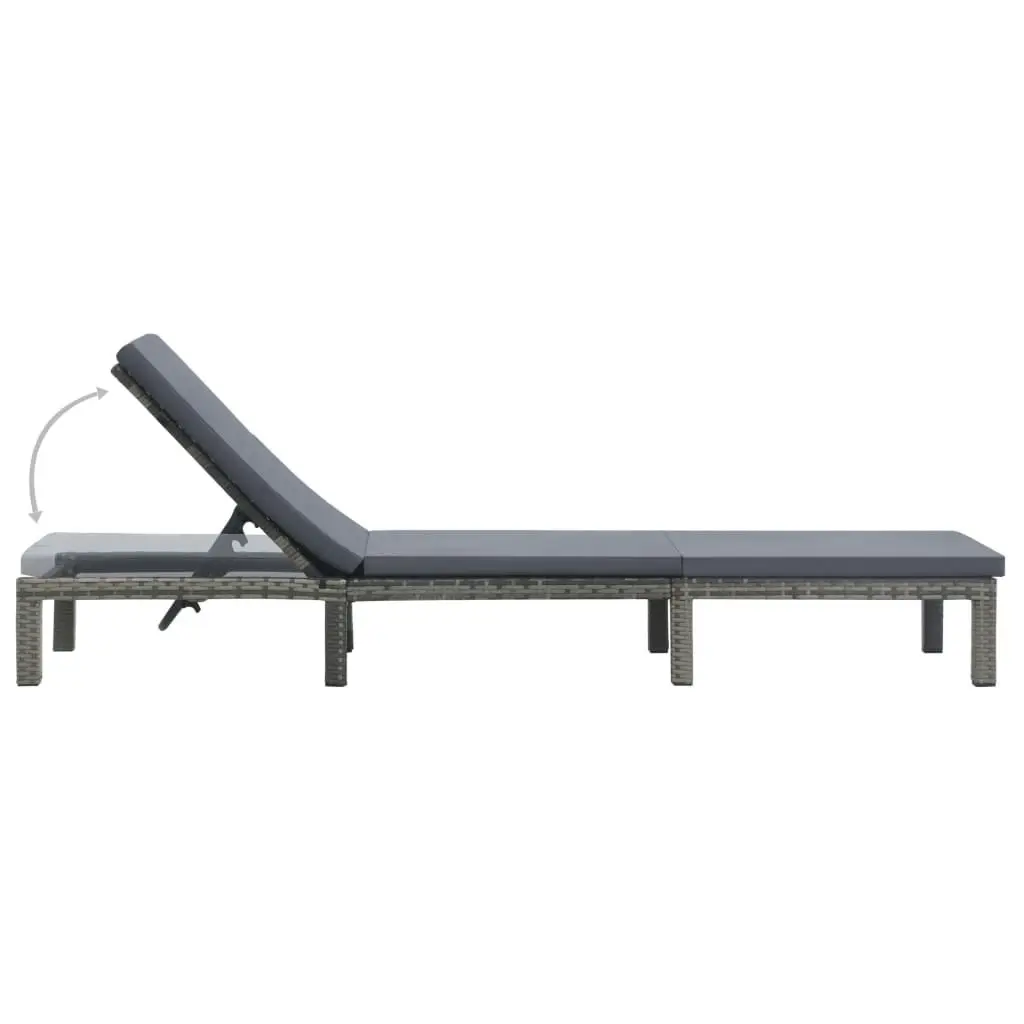 Sun Lounger with Cushion Poly Rattan Anthracite 47752