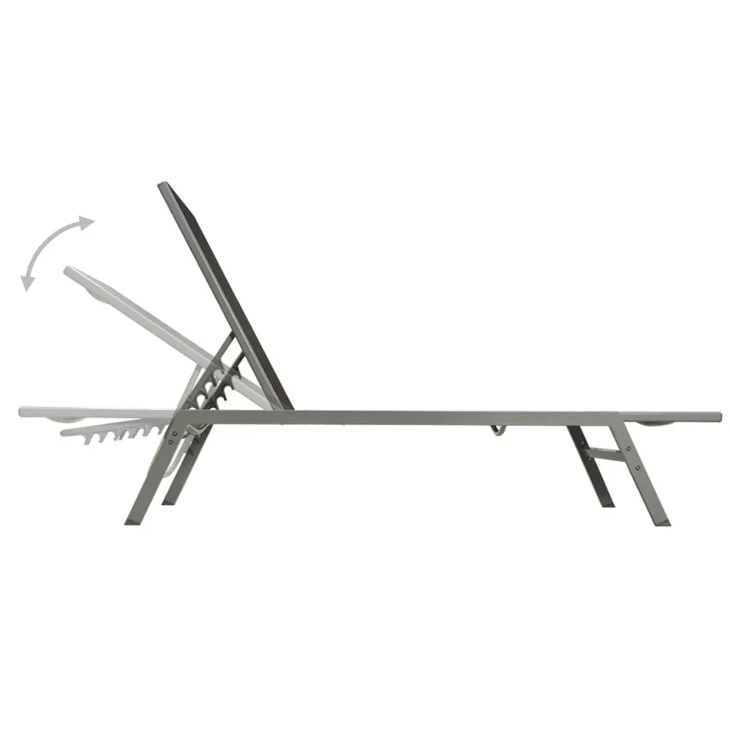 Sun Loungers 2 pcs with Table Steel and Textilene Black 48012