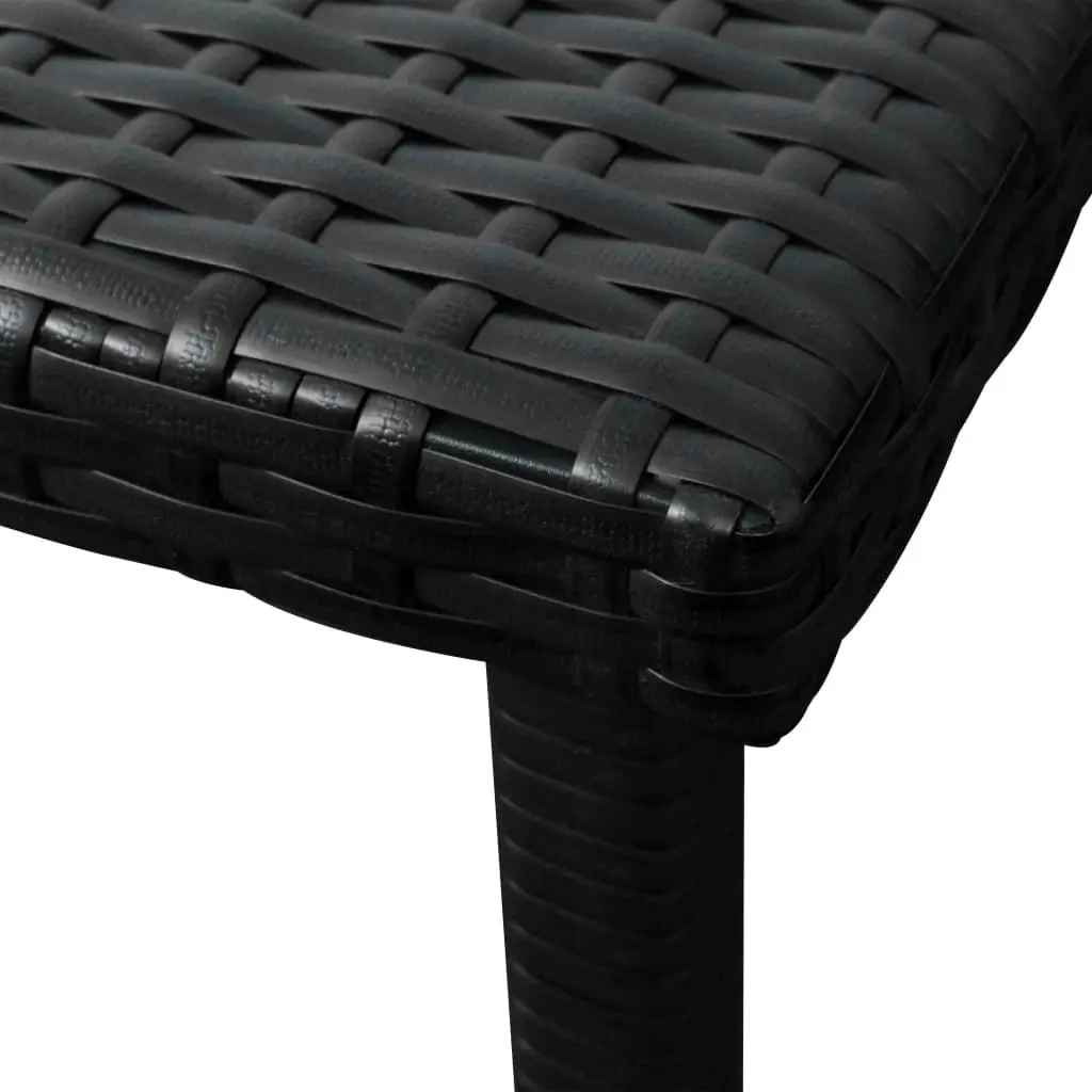 Sun Lounger with Cushion & Table Poly Rattan Black 42886