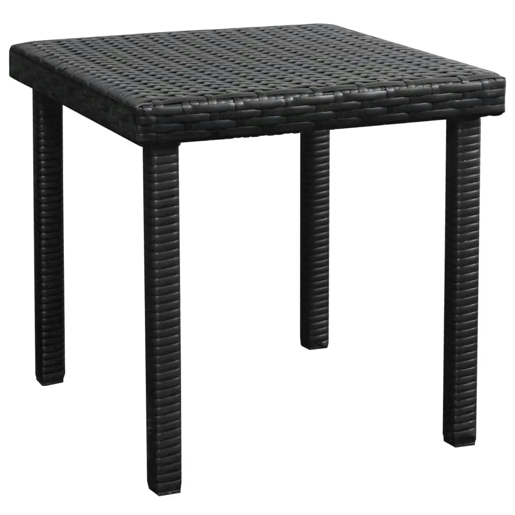 Sun Lounger with Cushion & Table Poly Rattan Black 42886