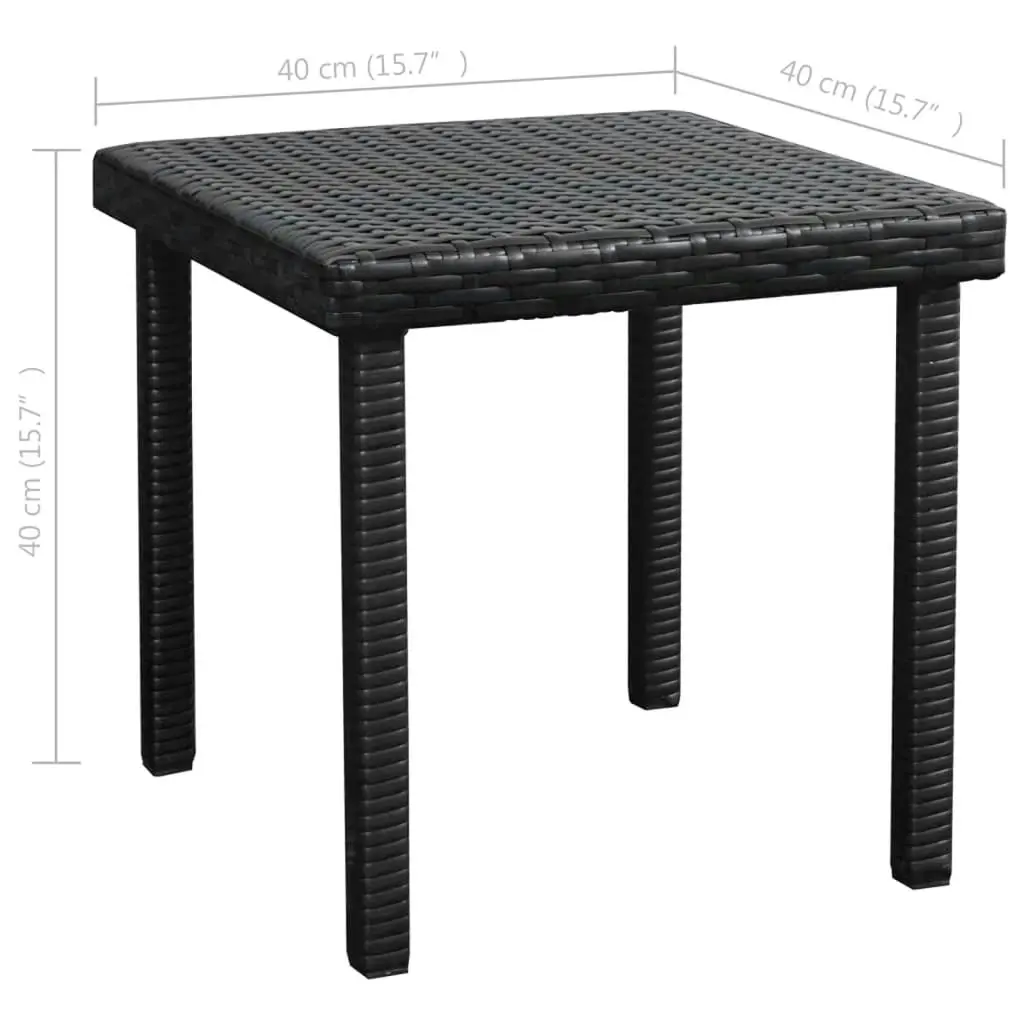 Sun Lounger with Cushion & Table Poly Rattan Black 42886