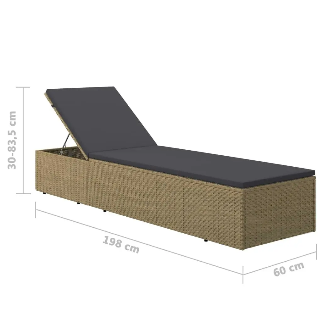 Sunlounger Poly Rattan Brown and Dark Grey 310146