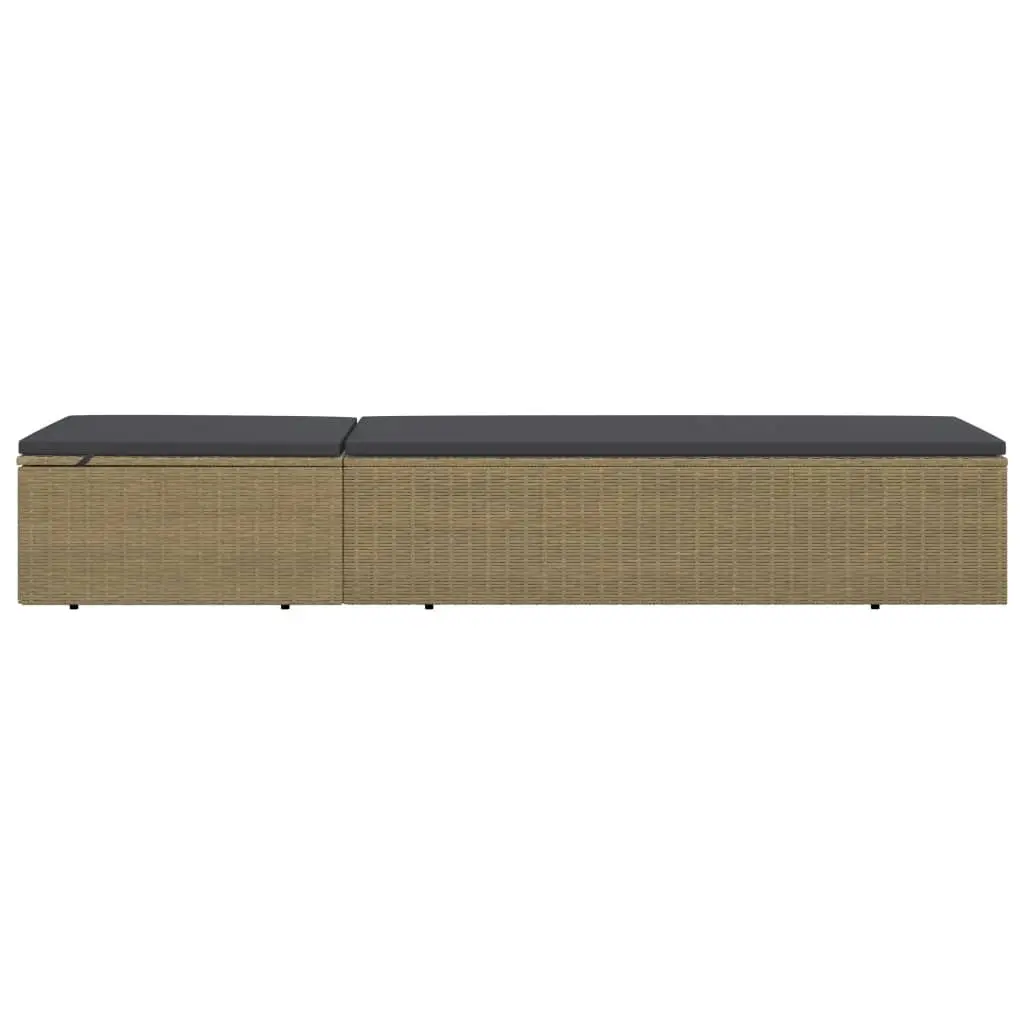 Sunlounger Poly Rattan Brown and Dark Grey 310146