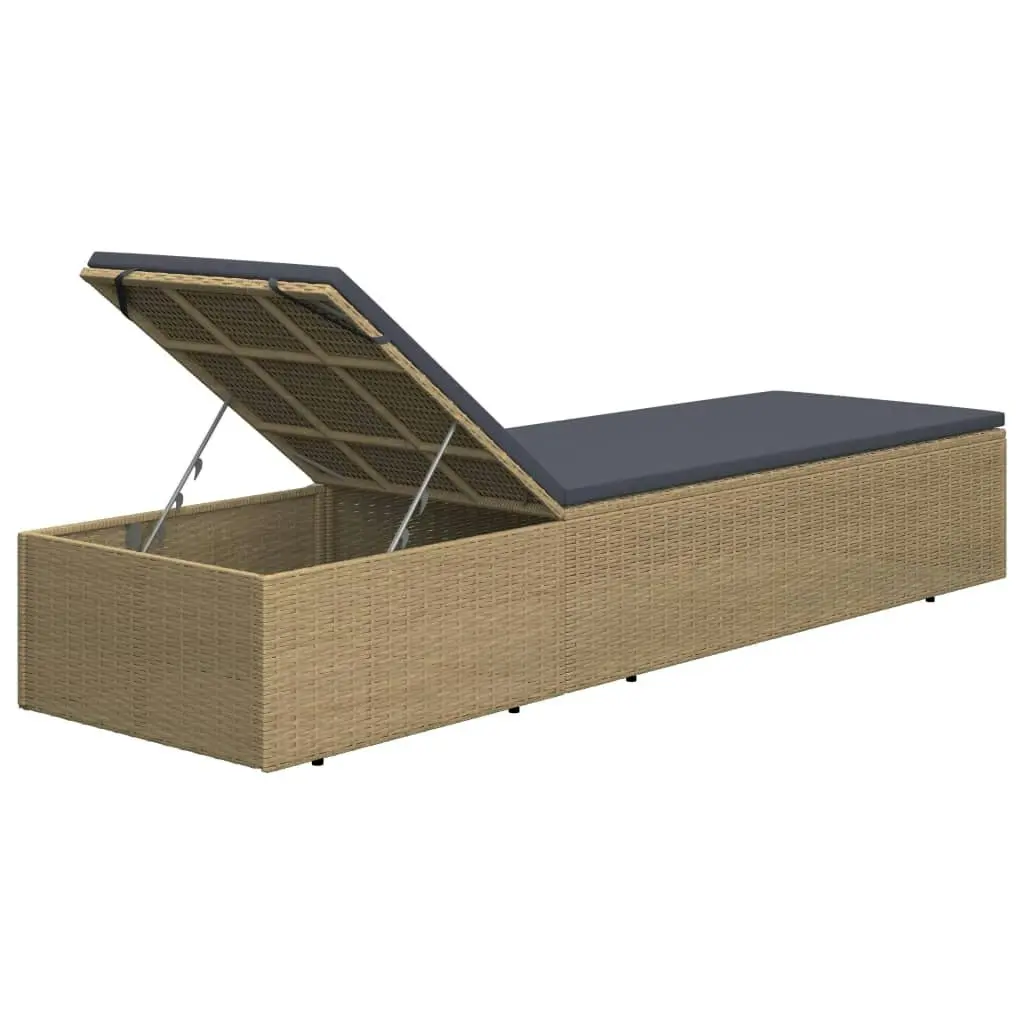 Sunlounger Poly Rattan Brown and Dark Grey 310146