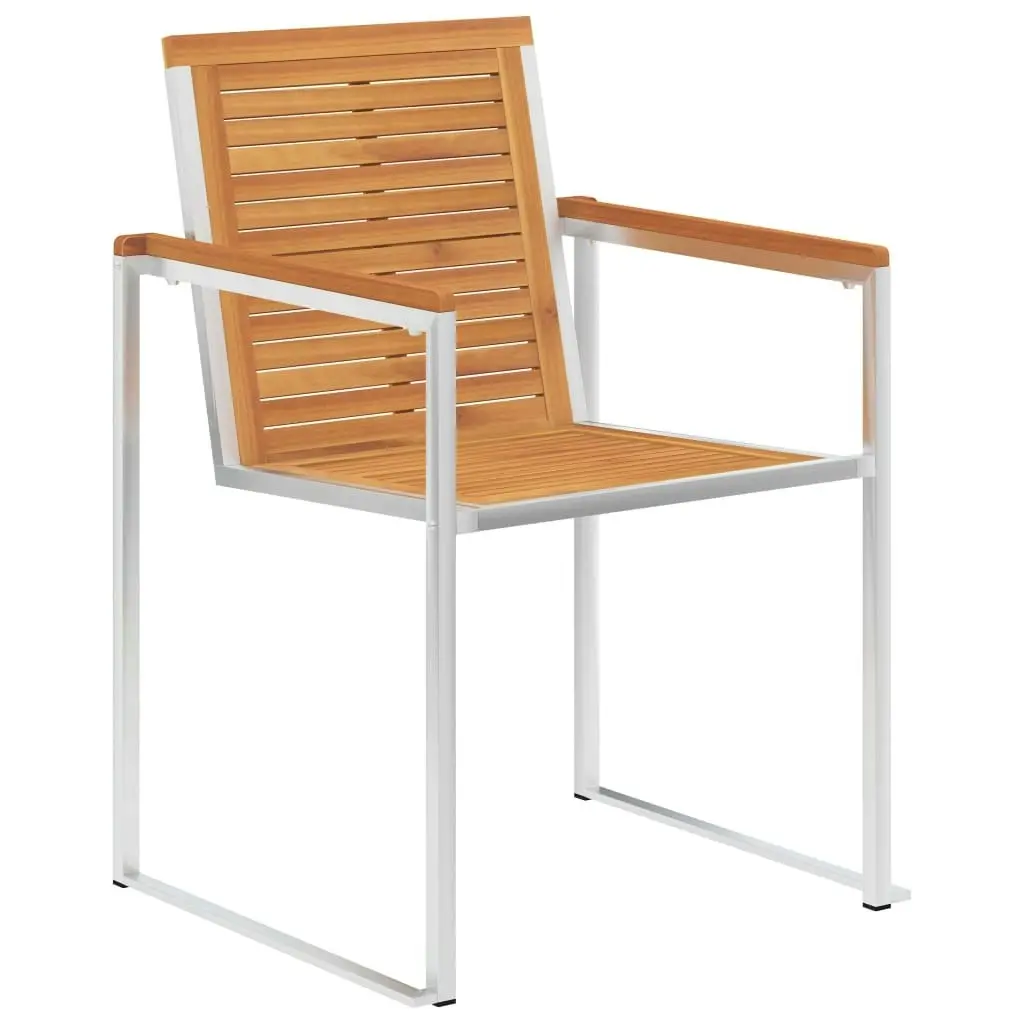 Garden Chairs 2 pcs Solid Acacia Wood and Stainless Steel 46495