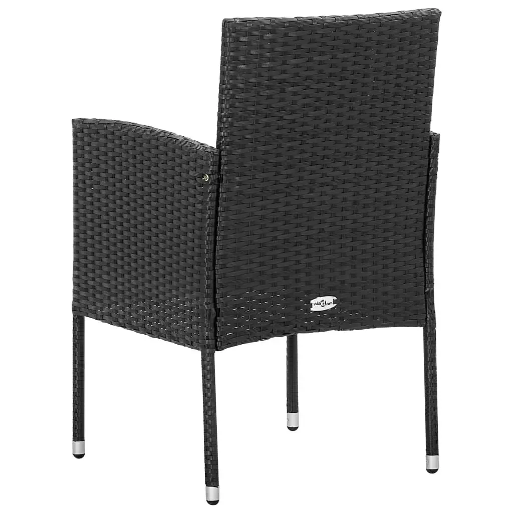 Garden Chairs with Black Cushions 4 pcs Black Poly Rattan 318729