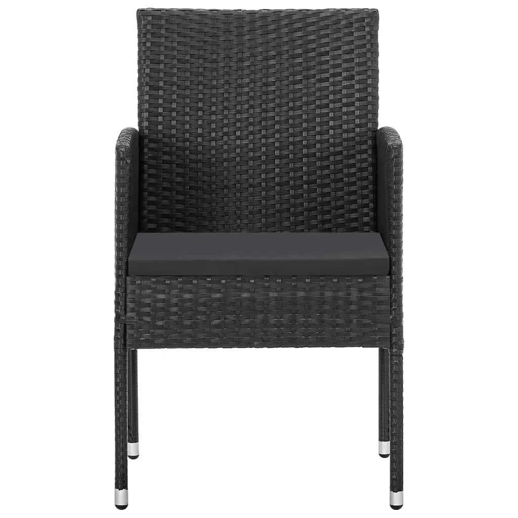 Garden Chairs with Black Cushions 4 pcs Black Poly Rattan 318729