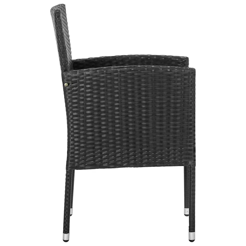 Garden Chairs with Black Cushions 4 pcs Black Poly Rattan 318729