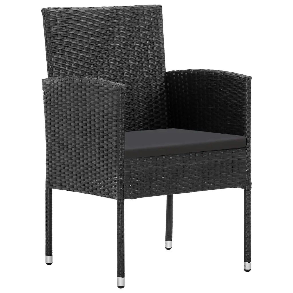 Garden Chairs with Black Cushions 4 pcs Black Poly Rattan 318729