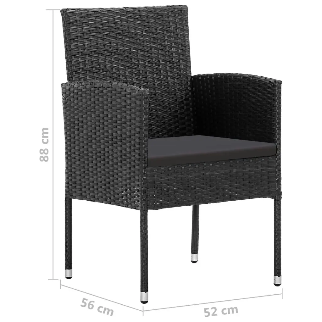 Garden Chairs with Black Cushions 4 pcs Black Poly Rattan 318729