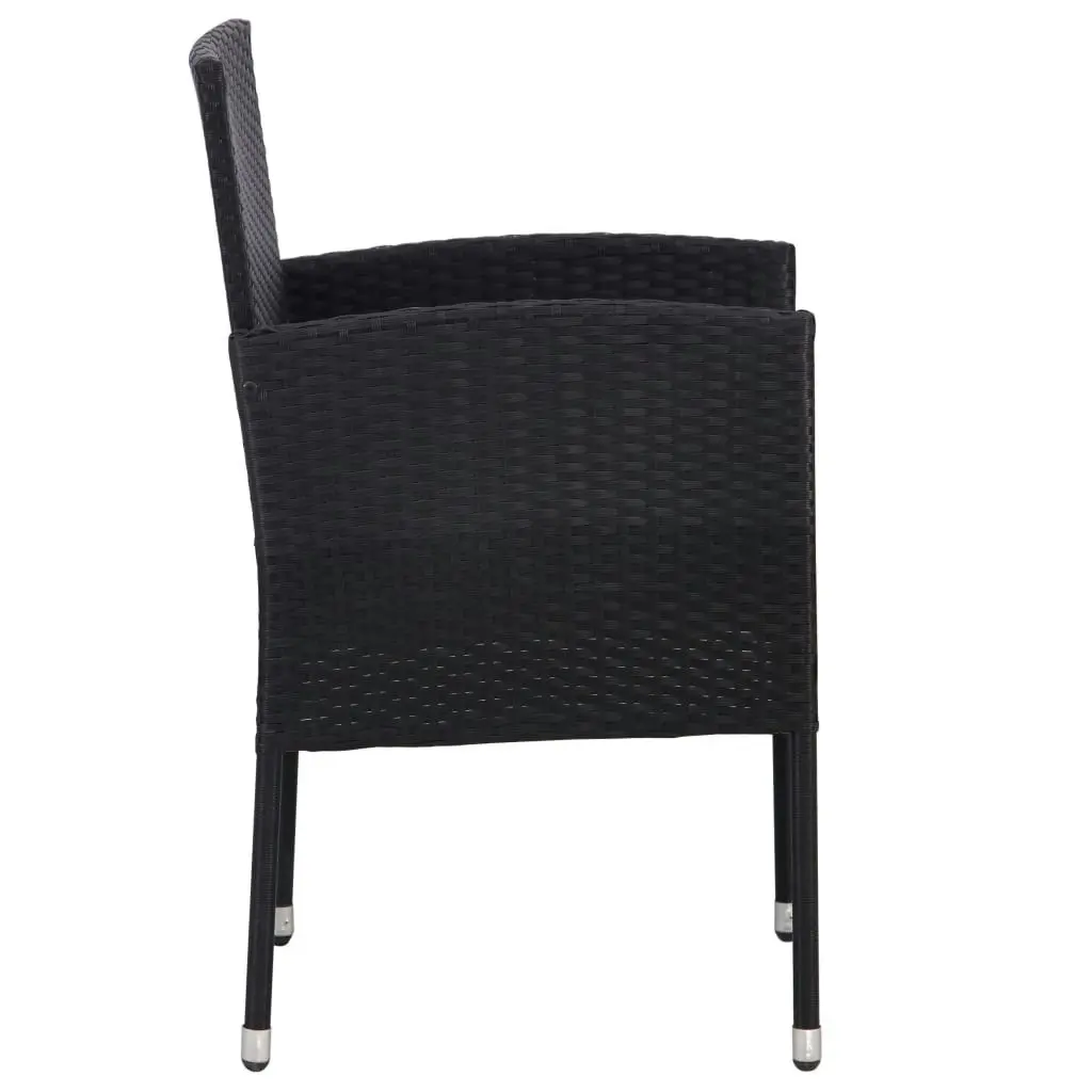 Garden Chairs with Cream White Cushions 2 pcs Black Poly Rattan 318724