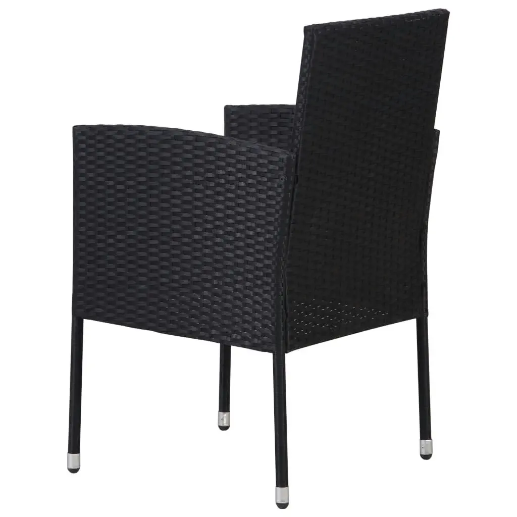 Garden Chairs with Cream White Cushions 2 pcs Black Poly Rattan 318724