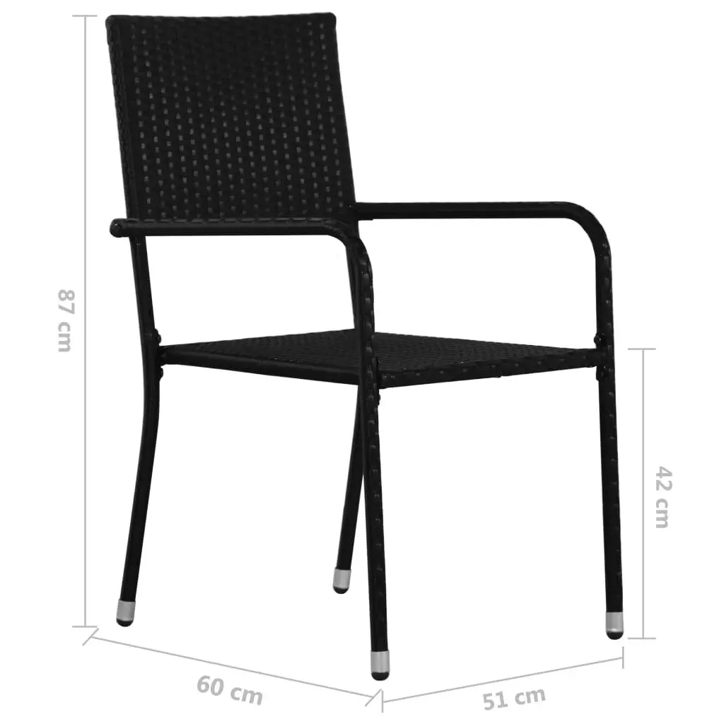 Garden Dining Chairs 2 pcs Stackable Black Poly Rattan 318718