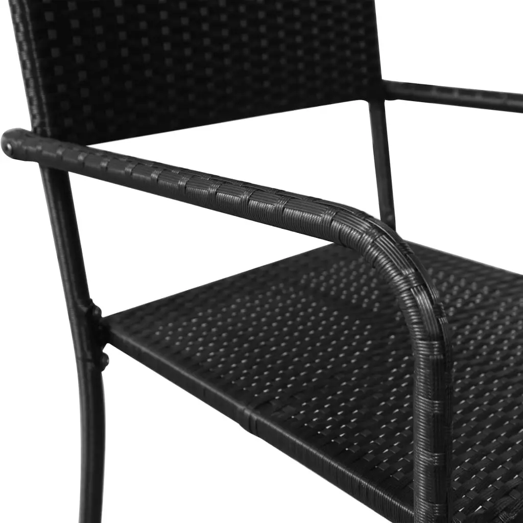 Garden Dining Chairs 2 pcs Stackable Black Poly Rattan 318718