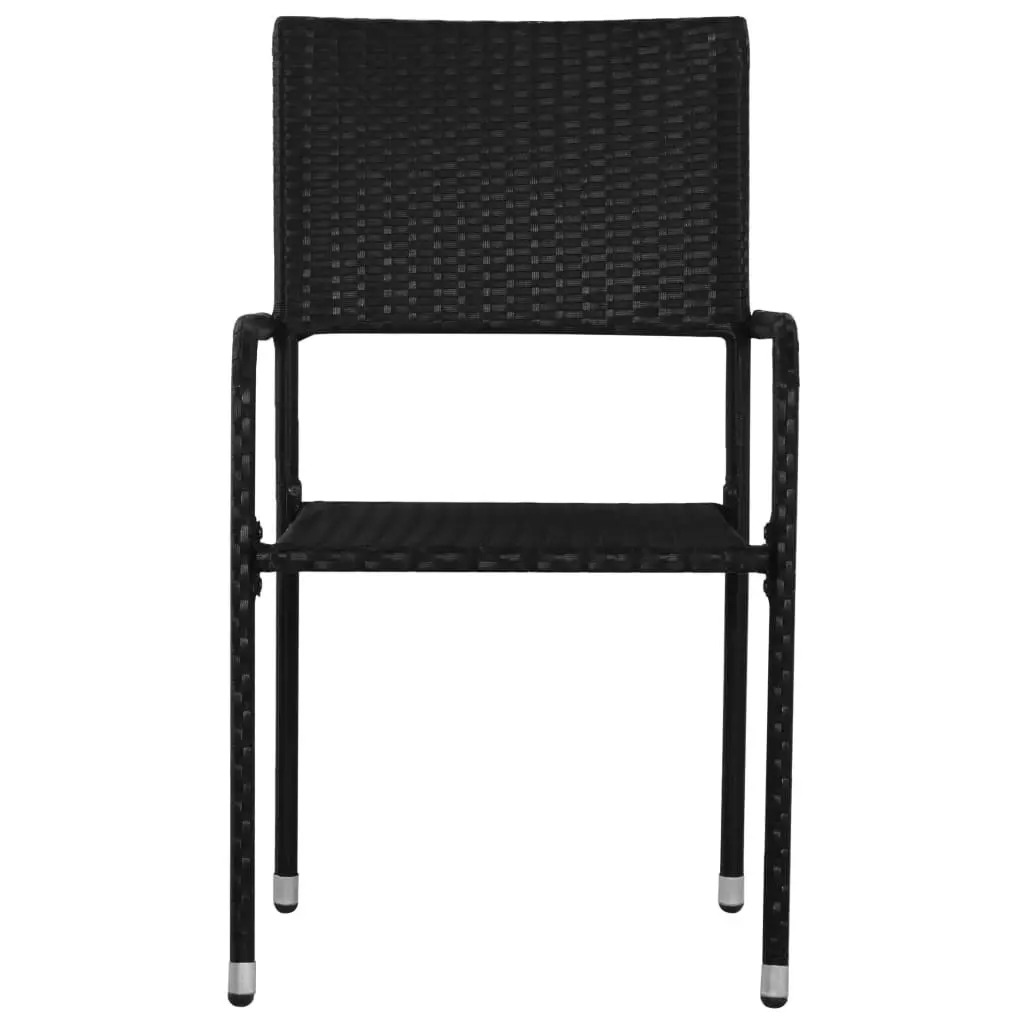 Garden Dining Chairs 2 pcs Stackable Black Poly Rattan 318718