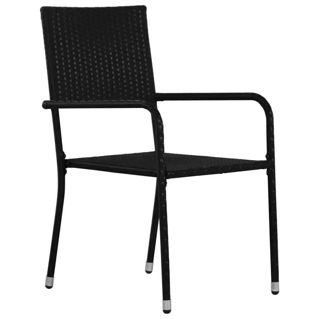 Garden Dining Chairs 2 pcs Stackable Black Poly Rattan 318718