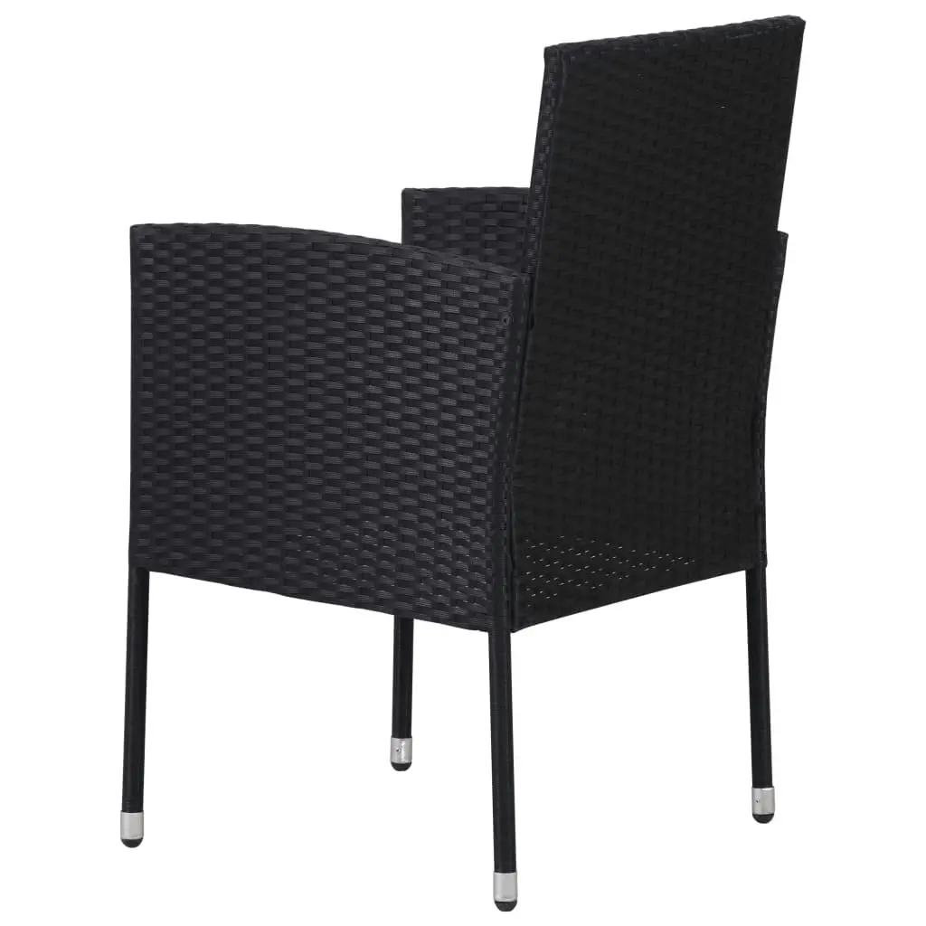 Garden Chairs with Cream White Cushions 4 pcs Black Poly Rattan 318707