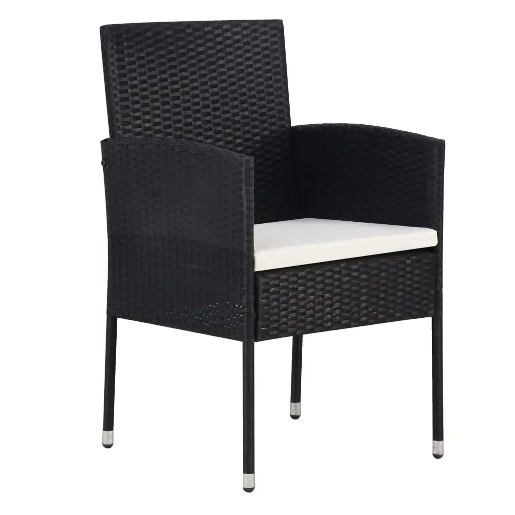 Garden Chairs with Cream White Cushions 4 pcs Black Poly Rattan 318707