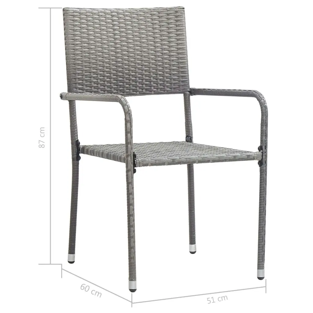 Garden Dining Chairs 2 pcs Stackable Grey Poly Rattan 318719