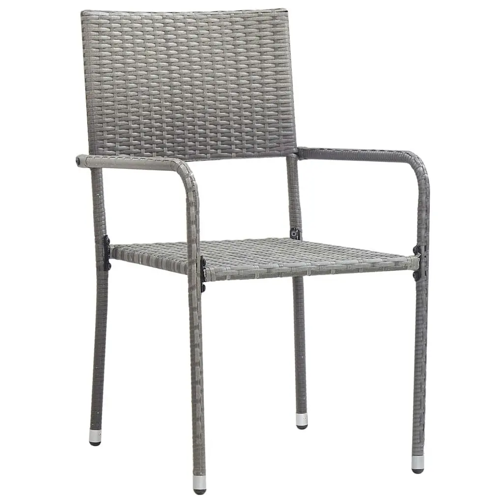 Garden Dining Chairs 2 pcs Stackable Grey Poly Rattan 318719