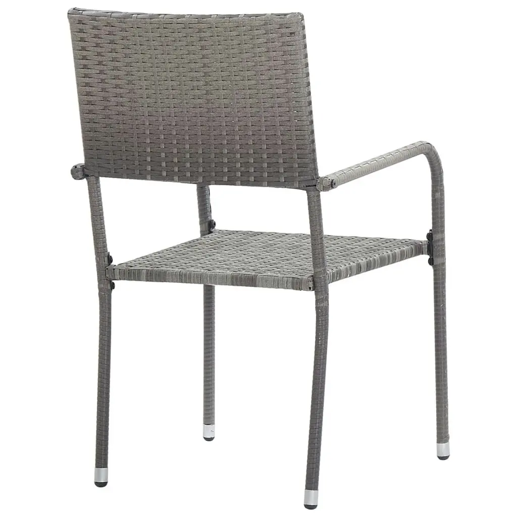 Garden Dining Chairs 2 pcs Stackable Grey Poly Rattan 318719