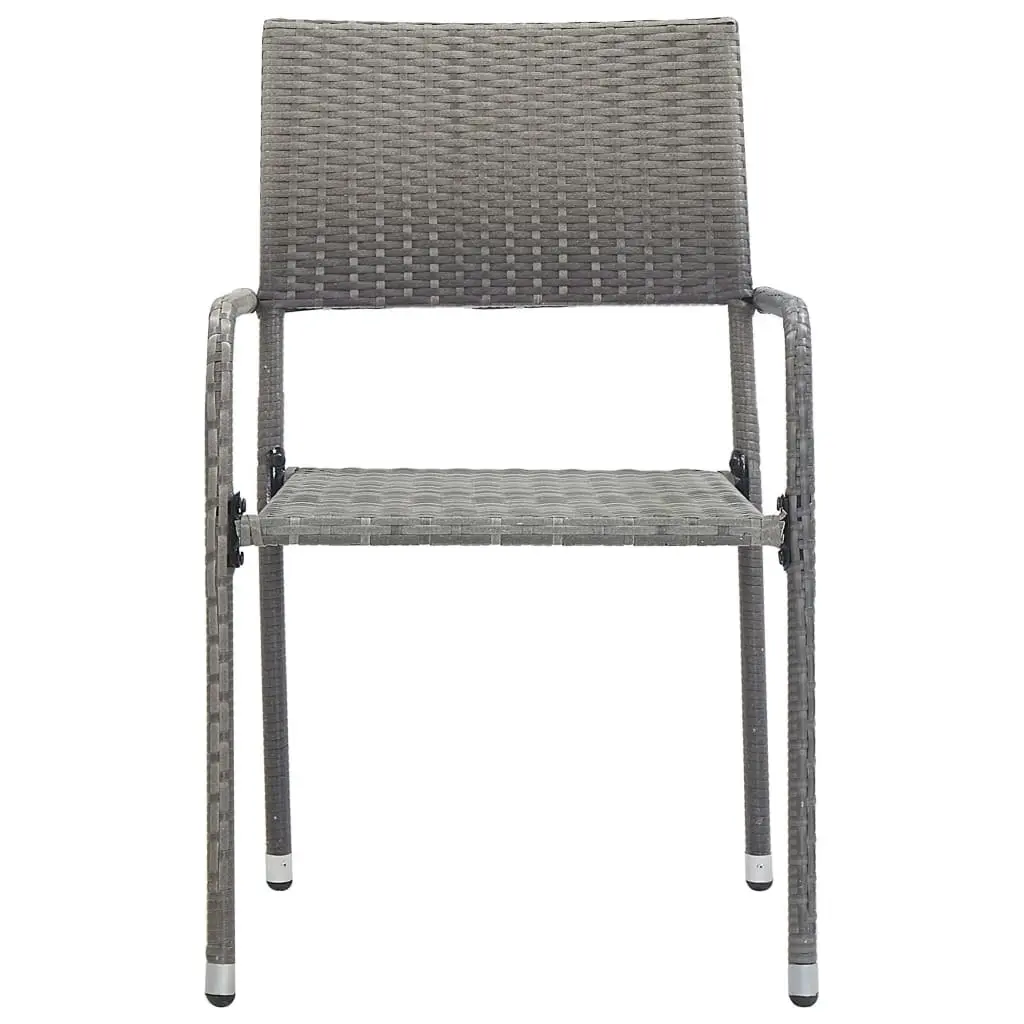 Garden Dining Chairs 2 pcs Stackable Grey Poly Rattan 318719