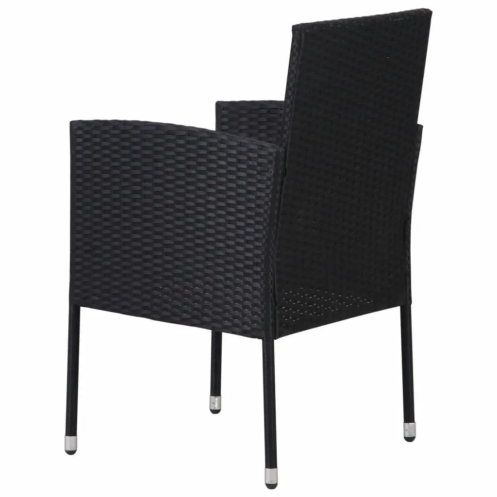 Garden Chairs with Cream White Cushions 4 pcs Black Poly Rattan 318727