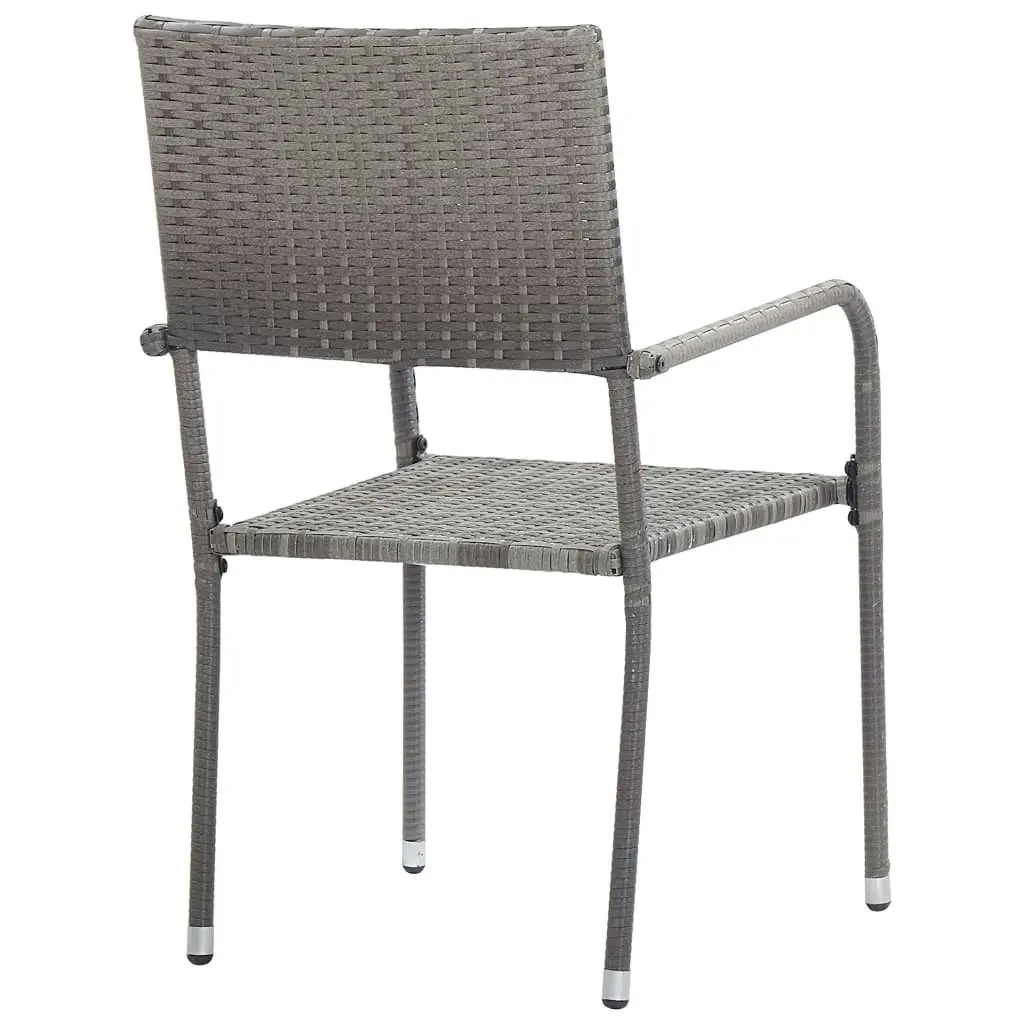 Garden Dining Chairs 2 pcs Stackable Grey Poly Rattan 318699