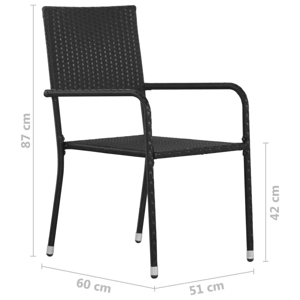 Garden Dining Chairs 6 pcs Stackable Black Poly Rattan 318722