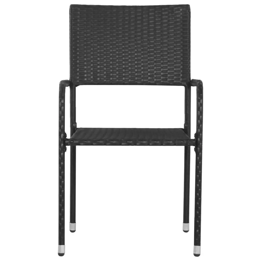 Garden Dining Chairs 6 pcs Stackable Black Poly Rattan 318722