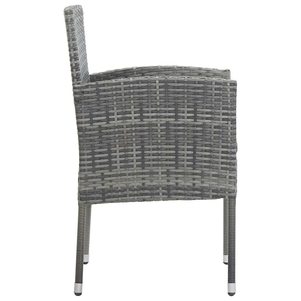 Garden Chairs with Dark Grey Cushions 4 pcs Grey Poly Rattan 318708