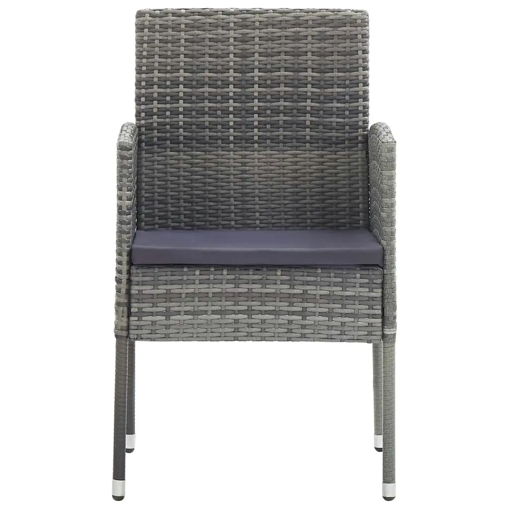 Garden Chairs with Dark Grey Cushions 4 pcs Grey Poly Rattan 318708