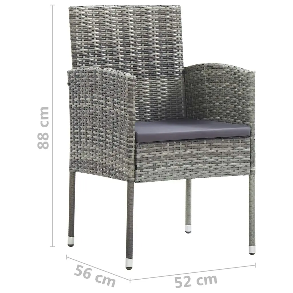 Garden Chairs with Dark Grey Cushions 4 pcs Grey Poly Rattan 318708