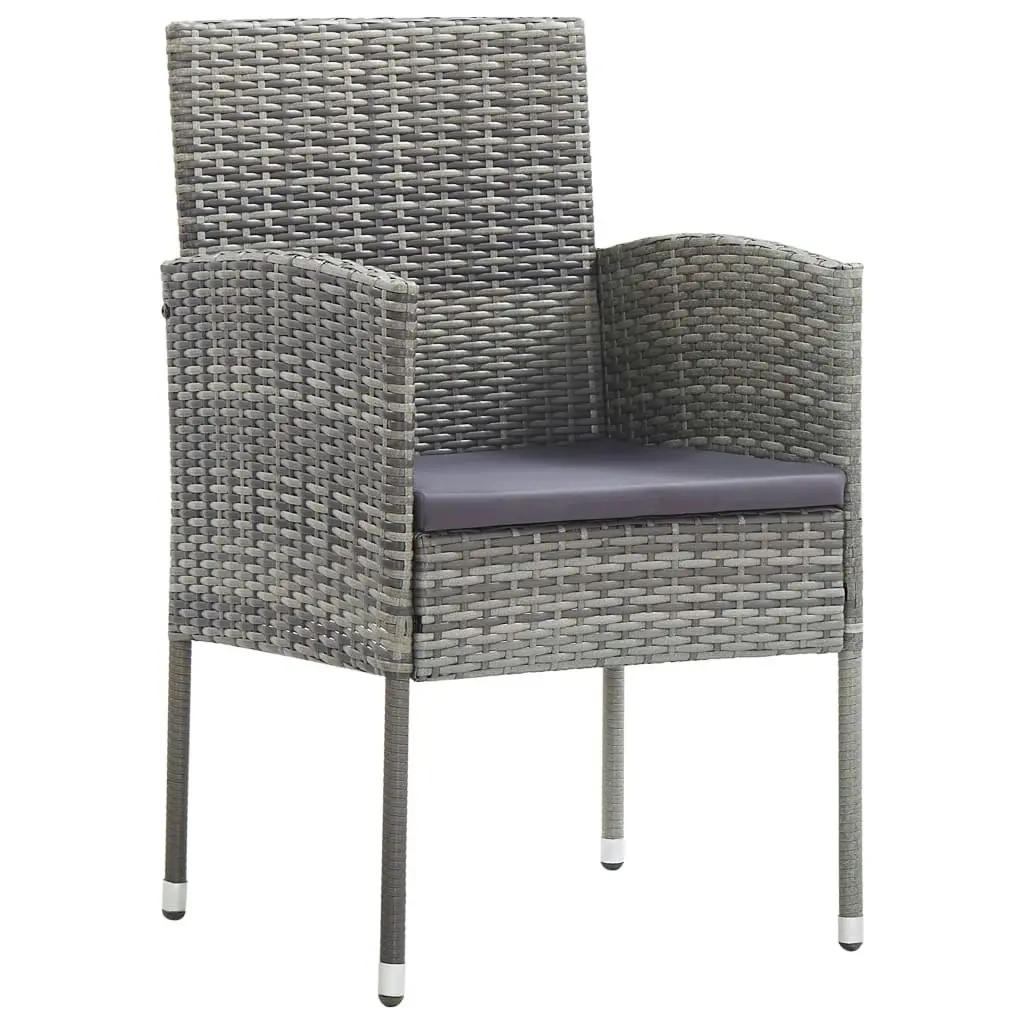 Garden Chairs with Dark Grey Cushions 4 pcs Grey Poly Rattan 318708