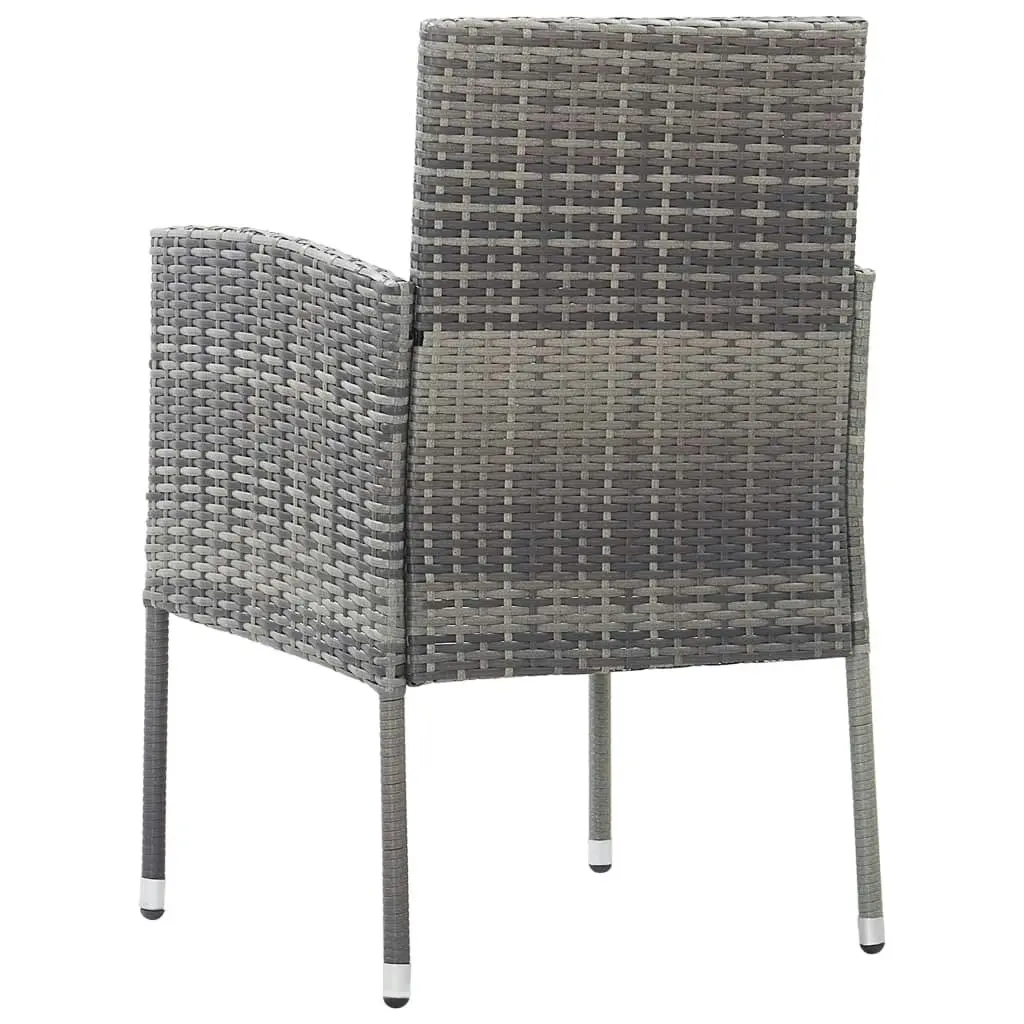 Garden Chairs with Dark Grey Cushions 4 pcs Grey Poly Rattan 318708