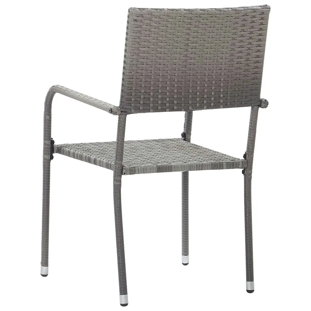 Garden Dining Chairs 6 pcs Stackable Grey Poly Rattan 318723