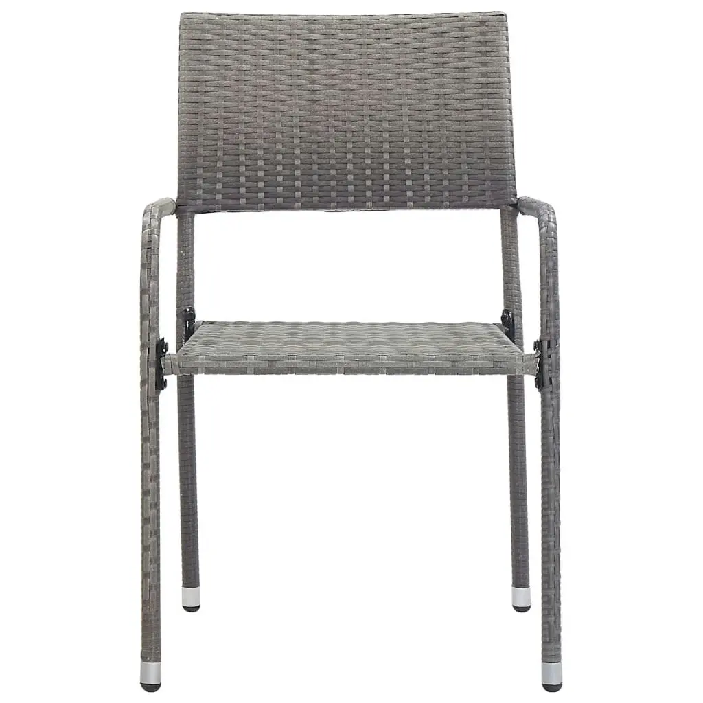 Garden Dining Chairs 6 pcs Stackable Grey Poly Rattan 318723