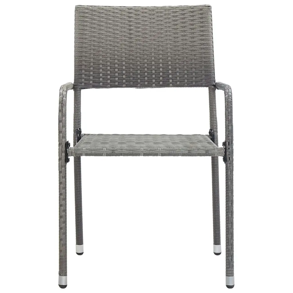 Garden Dining Chairs 6 pcs Stackable Grey Poly Rattan 318703