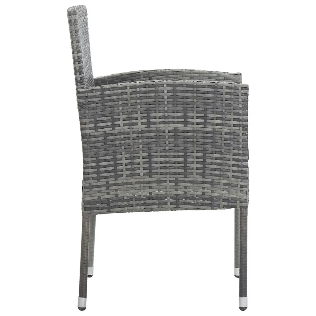 Garden Chairs with Dark Grey Cushions 4 pcs Grey Poly Rattan 318728