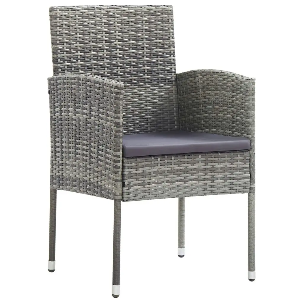 Garden Chairs with Dark Grey Cushions 4 pcs Grey Poly Rattan 318728