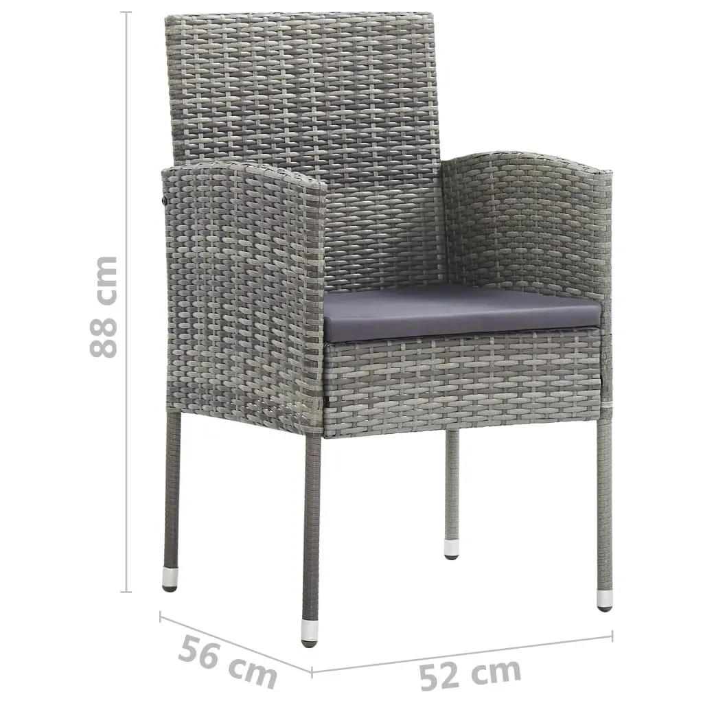 Garden Chairs with Dark Grey Cushions 4 pcs Grey Poly Rattan 318728