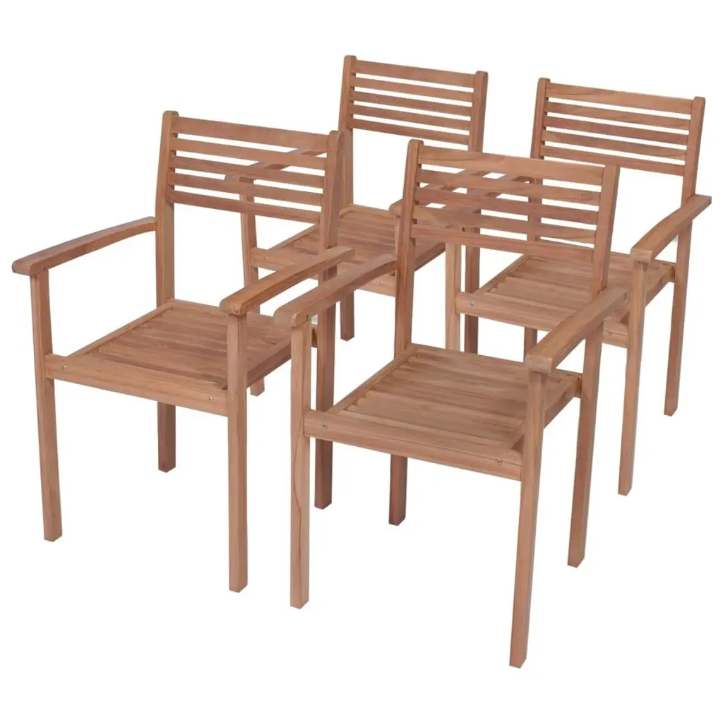 Garden Chairs 4 pcs with Grey Cushions Solid Teak Wood 3062305