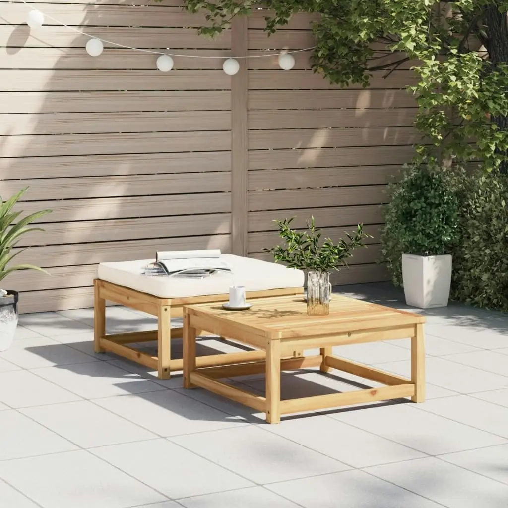 Garden Footstool with Cushions Solid Wood Acacia 366490