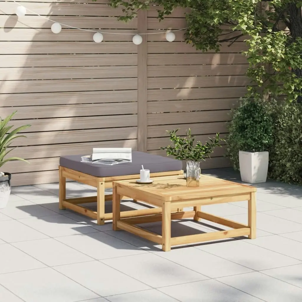 Garden Footstool with Cushions Solid Wood Acacia 366496