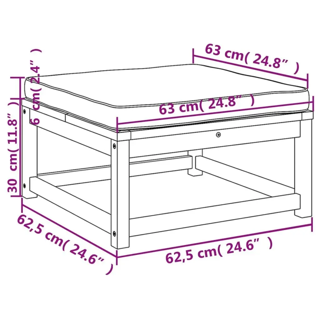 Garden Footstool with Cushions Solid Wood Acacia 366496
