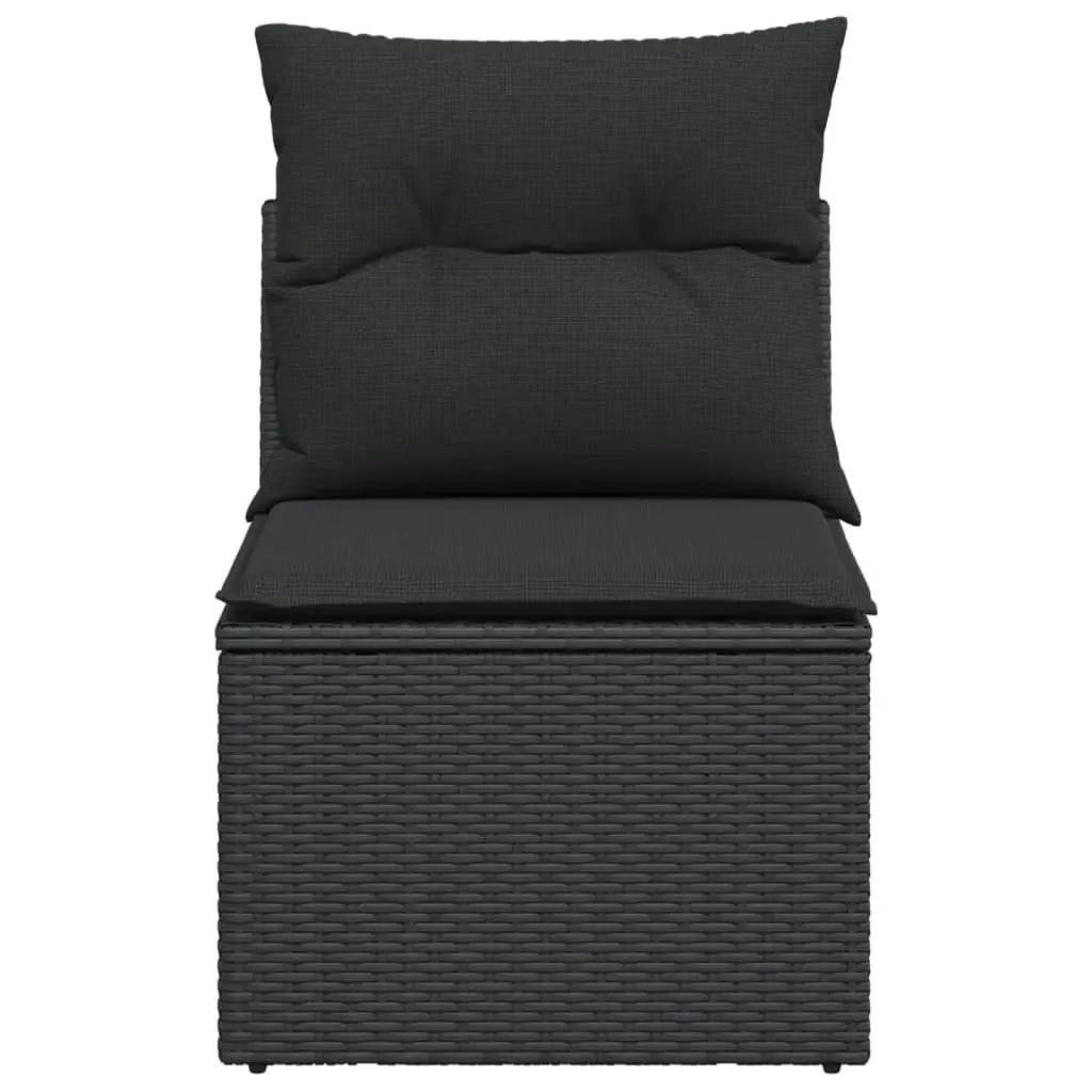 Garden Chair Armless with Cushions Black Poly Rattan 365984