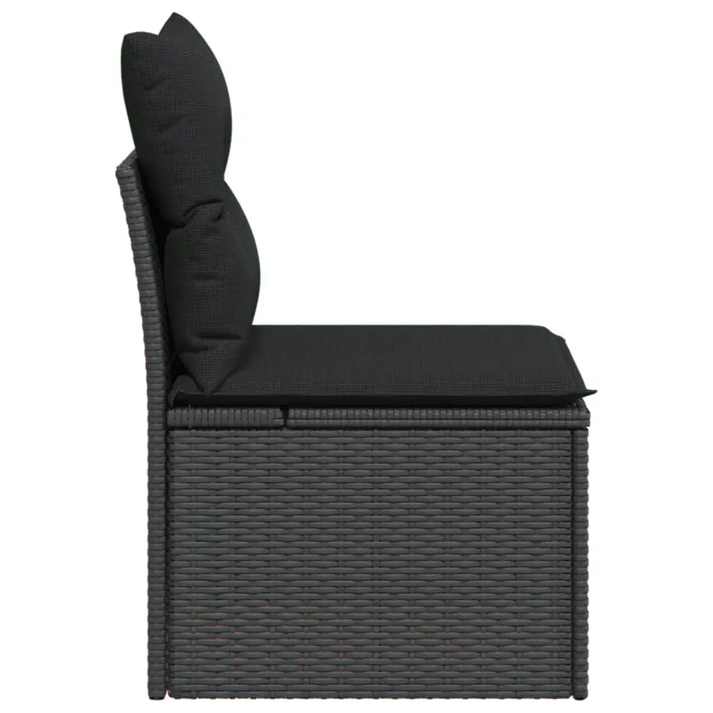 Garden Chair Armless with Cushions Black Poly Rattan 365984