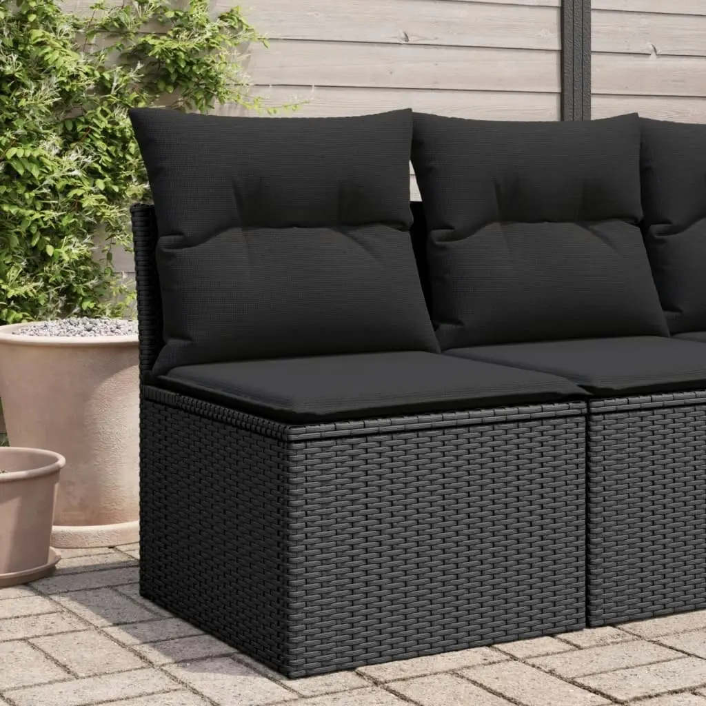 Garden Chair Armless with Cushions Black Poly Rattan 365984