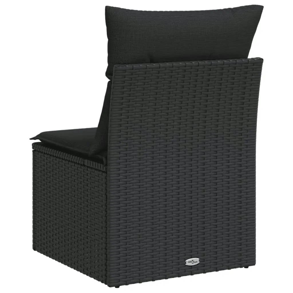 Garden Chair Armless with Cushions Black Poly Rattan 365984