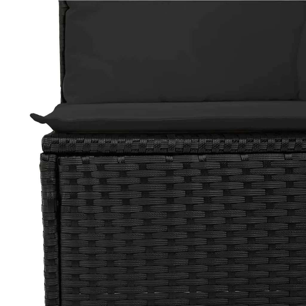 Garden Chair Armless with Cushions Black Poly Rattan 365984